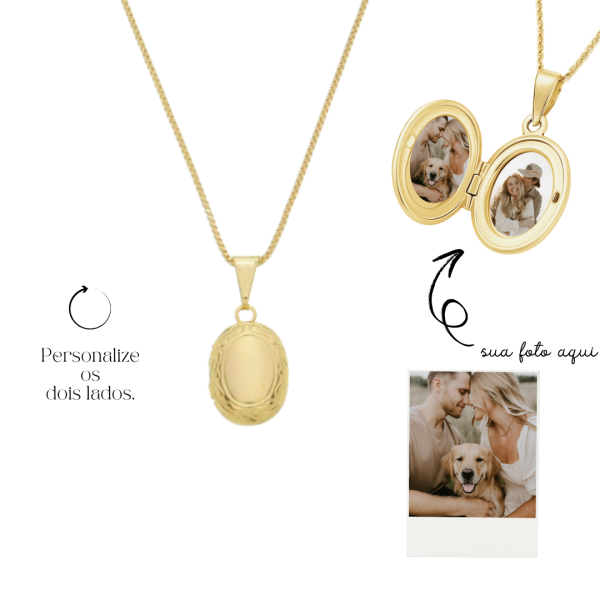 Relicário Oval Mini- Banhado a Ouro