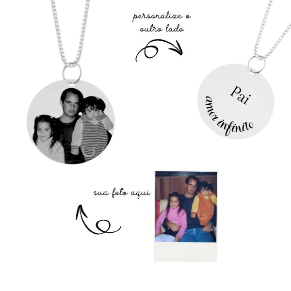 Colar Medalha (M) Personalizada- Banhada a Prata