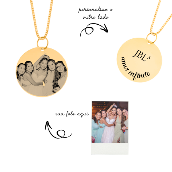 Colar Medalha (M) Personalizada- Banhada a Ouro
