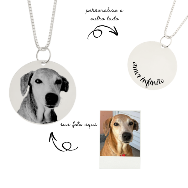 Colar Medalha (G) Personalizada- Banhada a Prata