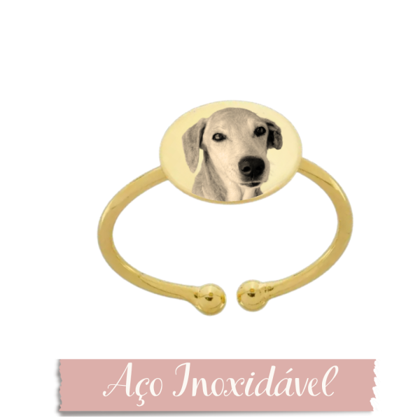Anel Personalizado - Regulável redondo - Aço Inoxidável Dourado