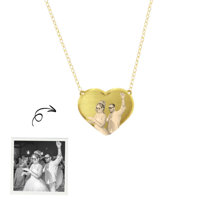 Colar Coração Personalizado- Banho de Ouro
