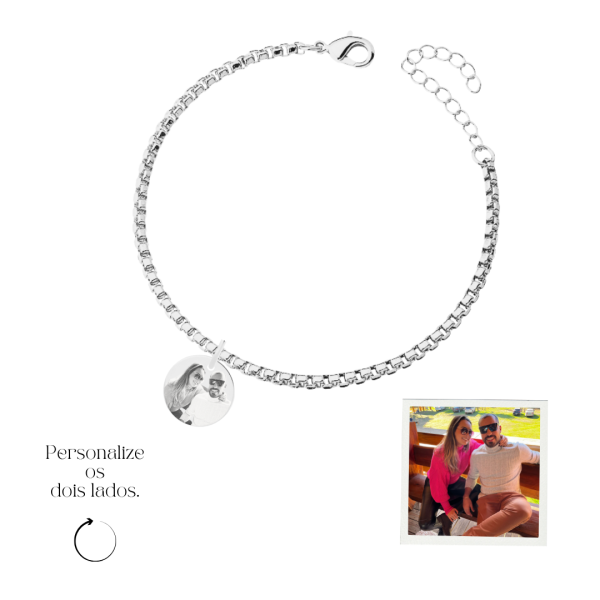 Pulseira Medalha Personalizada- Banhada a Prata