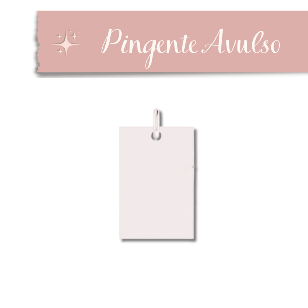 Pingente Retangular -Banhado a Prata