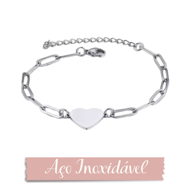 Pulseira Coração Personalizada - Aço Inox